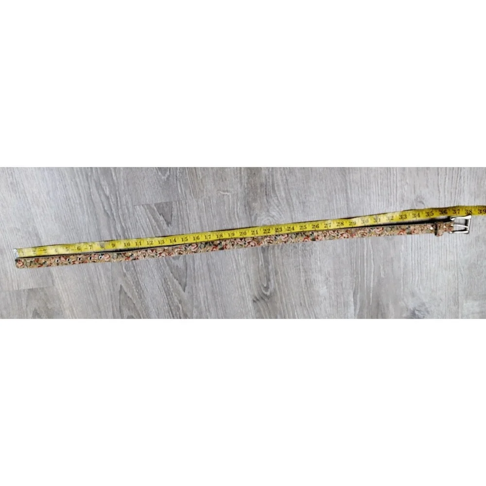 Tapestry Belt Beaded Trim Silver Buckle ML Boho Cottagecore‎ USA Made